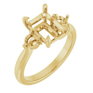 14K Yellow Gold 9x7 mm Emerald Engagement Ring Mounting