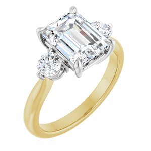 14K Yellow/White Gold 9x7 mm Emerald 3/8 CTW Lab-Grown Diamond Semi-Set Engagement Ring