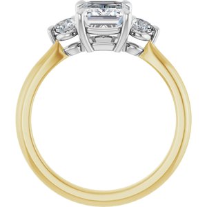 14K Yellow/White Gold 8x6 mm Emerald 1/3 CTW Lab-Grown Diamond Semi-Set Engagement Ring