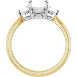 14K Yellow/White Gold 8x6 mm Emerald Engagement Ring Mounting