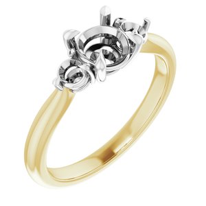 14K Yellow/White Gold 6 mm Round Engagement Ring Mounting