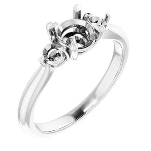 14K White Gold 6 mm Round Engagement Ring Mounting