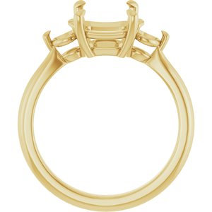 14K Yellow Gold 9x7 mm Emerald Engagement Ring Mounting