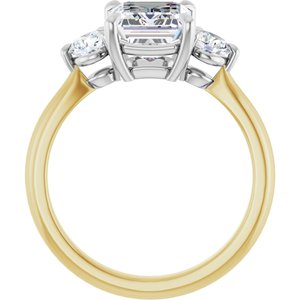14K Yellow/White Gold 9x7 mm Emerald 3/8 CTW Lab-Grown Diamond Semi-Set Engagement Ring