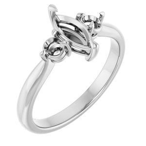 14K White Gold 8x4 mm Marquise Engagement Ring Mounting