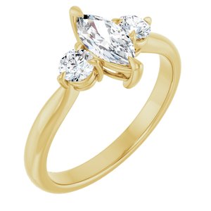 14K Yellow Gold 8x4 mm Marquise 1/3 CTW Natural Diamond Semi-Set Engagement Ring