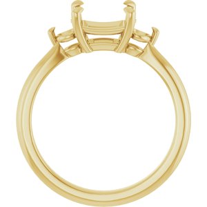 14K Yellow Gold 6x6 mm Square Engagement Ring Mounting