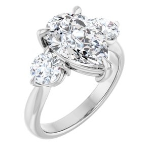 14K White Gold 12x8 mm Pear 1 CTW Lab-Grown Diamond Semi-Set Engagement Ring