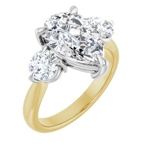 14K Yellow/White Gold 12x8 mm Pear 1 CTW Lab-Grown Diamond Semi-Set Engagement Ring
