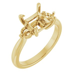 14K Yellow Gold 6.5x6.5 mm Square Engagement Ring Mounting