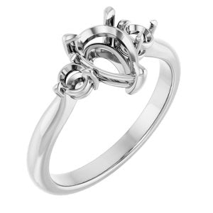 14K White Gold 8x6 mm Pear Engagement Ring Mounting