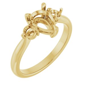 14K Yellow Gold 8x6 mm Pear Engagement Ring Mounting