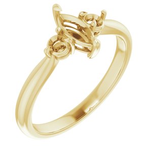 14K Yellow Gold 7x3.5 mm Marquise Engagement Ring Mounting