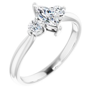 14K White Gold 7x3.5 mm Marquise 1/5 CTW Lab-Grown Diamond Semi-Set Engagement Ring