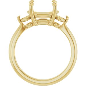 14K Yellow Gold 8x8 mm Asscher Engagement Ring Mounting