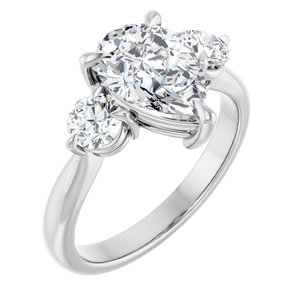 14K White Gold 10x7 mm Pear 1/2 CTW Lab-Grown Diamond Semi-Set Engagement Ring