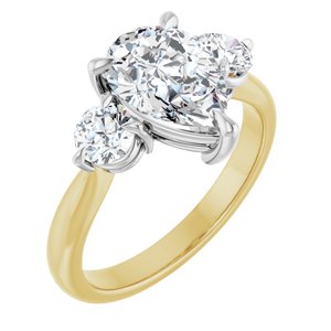 14K Yellow/White Gold 10x7 mm Pear 1/2 CTW Lab-Grown Diamond Semi-Set Engagement Ring