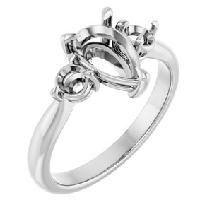 14K White Gold 9x6 mm Pear Engagement Ring Mounting