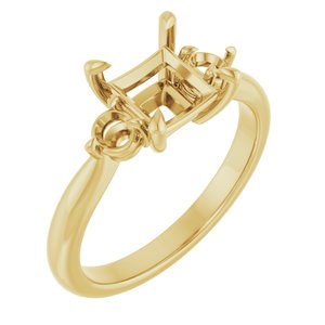 14K Yellow Gold 6x6 mm Square Engagement Ring Mounting