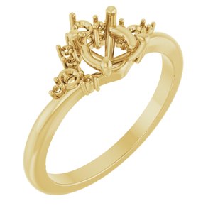 14K Yellow Gold 5.8 mm Round Accented Engagement Ring Mounting