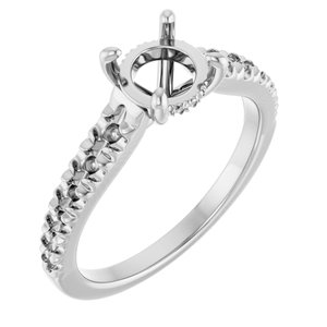 14K White Gold 6.5 mm Round Engagement Ring Mounting