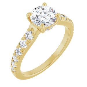 14K Yellow Gold 6.5 mm Round 1/2 CTW Natural Diamond Semi-Set Engagement Ring