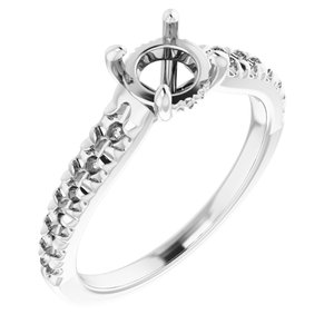 14K White Gold 6 mm Round Engagement Ring Mounting