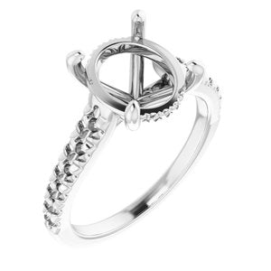 Platinum 11x9 mm Oval Engagement Ring Mounting