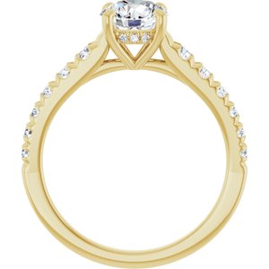 14K Yellow Gold 6.5 mm Round 1/2 CTW Natural Diamond Semi-Set Engagement Ring