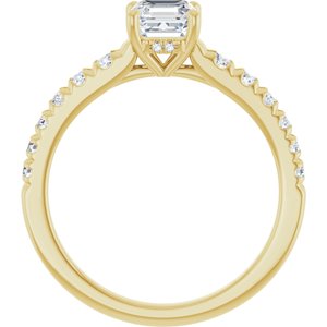 14K Yellow Gold 5x5 mm Asscher 1/3 CTW Natural Diamond Semi-Set Engagement Ring