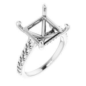 Platinum 10x10 mm Square Engagement Ring Mounting