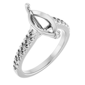14K White Gold 12x6 mm Marquise Engagement Ring Mounting