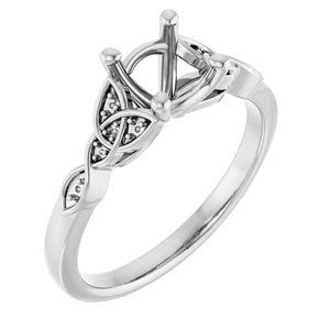 14K White Gold 6.5 mm Round Celtic-Inspired Engagement Ring Mounting