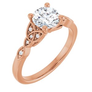 14K Rose Gold 6.5 mm Round .03 CTW Natural Diamond Semi-Set Celtic-Inspired Engagement Ring