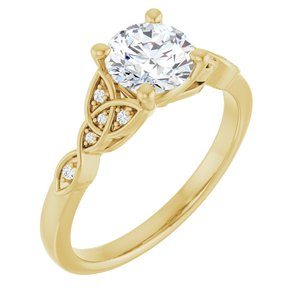 14K Yellow Gold 6.5 mm Round .03 CTW Natural Diamond Semi-Set Celtic-Inspired Engagement Ring
