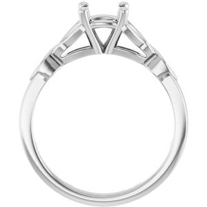 14K White Gold 6.5 mm Round Celtic-Inspired Engagement Ring Mounting