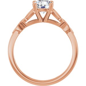 14K Rose Gold 6.5 mm Round .03 CTW Natural Diamond Semi-Set Celtic-Inspired Engagement Ring