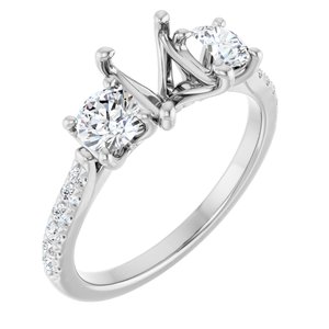 14K White Gold 8x6 mm Oval 3/4 CTW Natural Diamond Semi-Set Engagement Ring