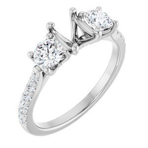 14K White Gold 7x5 mm Oval 3/4 CTW Natural Diamond Semi-Set Engagement Ring