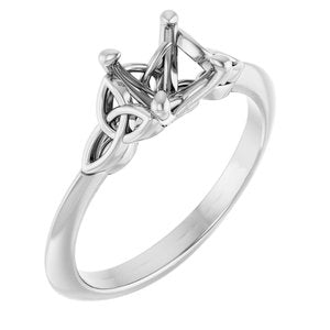 14K White Gold 6.5 mm Round Solitaire Engagement Ring Mounting