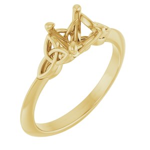 14K Yellow Gold 6.5 mm Round Solitaire Engagement Ring Mounting