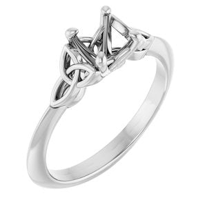 14K White Gold 5.8 mm Round Solitaire Engagement Ring Mounting