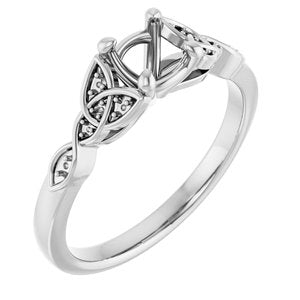 14K White Gold 5.2 mm Round Celtic-Inspired Engagement Ring Mounting