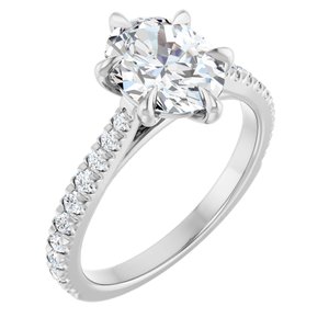 14K White Gold 9x7 mm Oval 1/3 CTW Lab-Grown Semi-Set Engagement Ring
