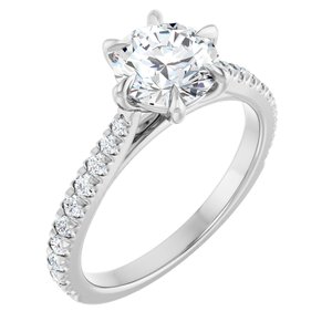 14K White Gold 7 mm  Round 1/3 CTW Lab-Grown Diamond Semi-Set Engagement Ring