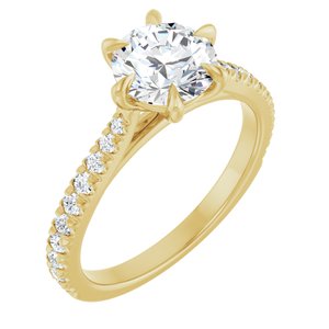 14K Yellow Gold 7 mm  Round 1/3 CTW Lab-Grown Diamond Semi-Set Engagement Ring