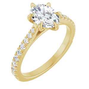 14K Yellow Gold 8x6 mm Oval 1/3 CTW Lab-Grown Semi-Set Engagement Ring