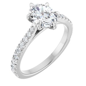 14K White Gold 8x6 mm Oval 1/3 CTW Lab-Grown Semi-Set Engagement Ring