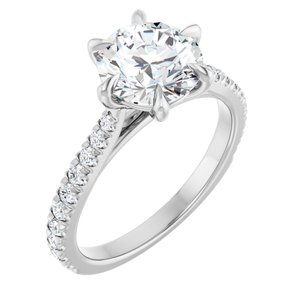 14K White Gold 8 mm  Round 1/3 CTW Lab-Grown Diamond Semi-Set Engagement Ring