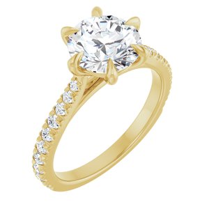 14K Yellow Gold 8 mm  Round 1/3 CTW Lab-Grown Diamond Semi-Set Engagement Ring